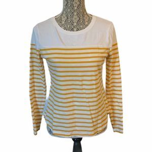 Old Navy White And Yellow Color Block Striped Long Sleeve Top Size Small